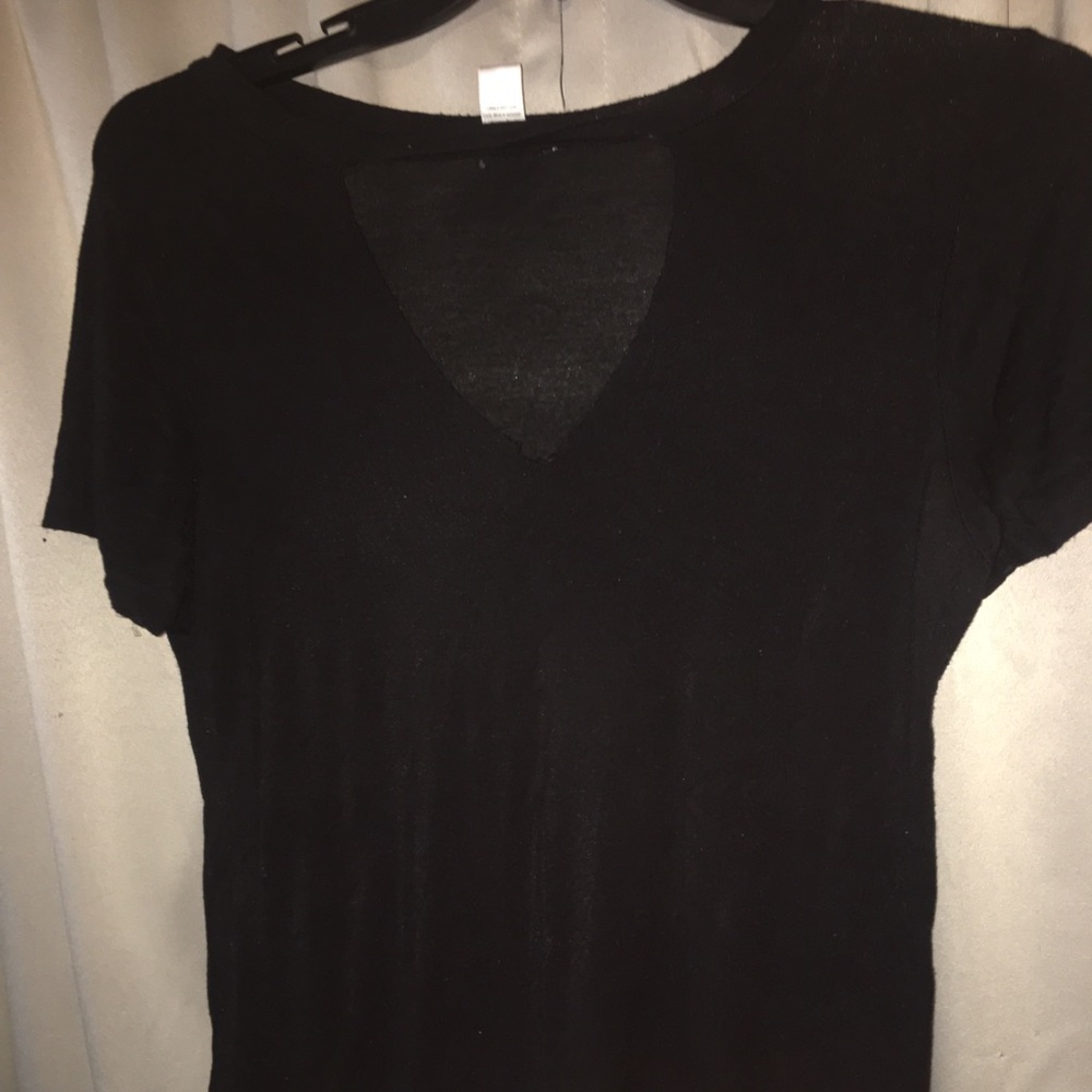 Black Tee with Top Slit